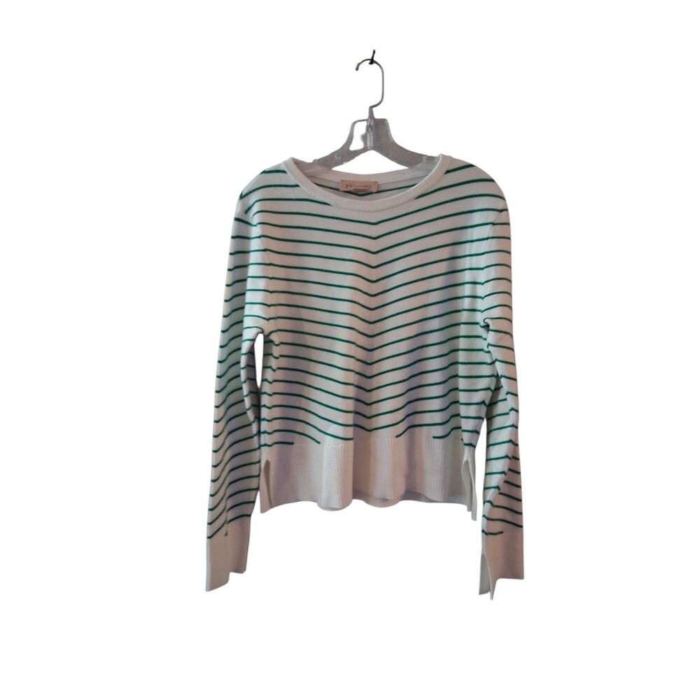 Philosophy White and Green Striped Crew Neck Sweater - Picture 2 of 7